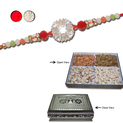 "RAKHIS -AD 4580 A (Single Rakhi),  DryFruit Box - code DFB3000 - Click here to View more details about this Product